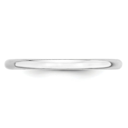 10K White Gold 2mm Lightweight Half Round Wedding Band Size 13.5