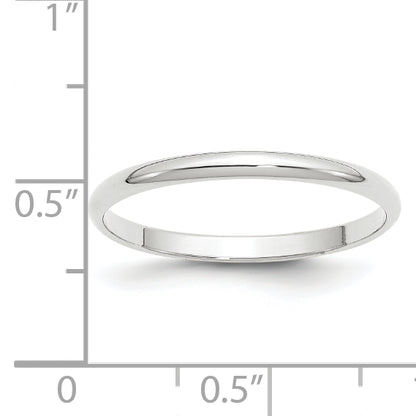 10K White Gold 2mm Lightweight Half Round Wedding Band Size 13.5