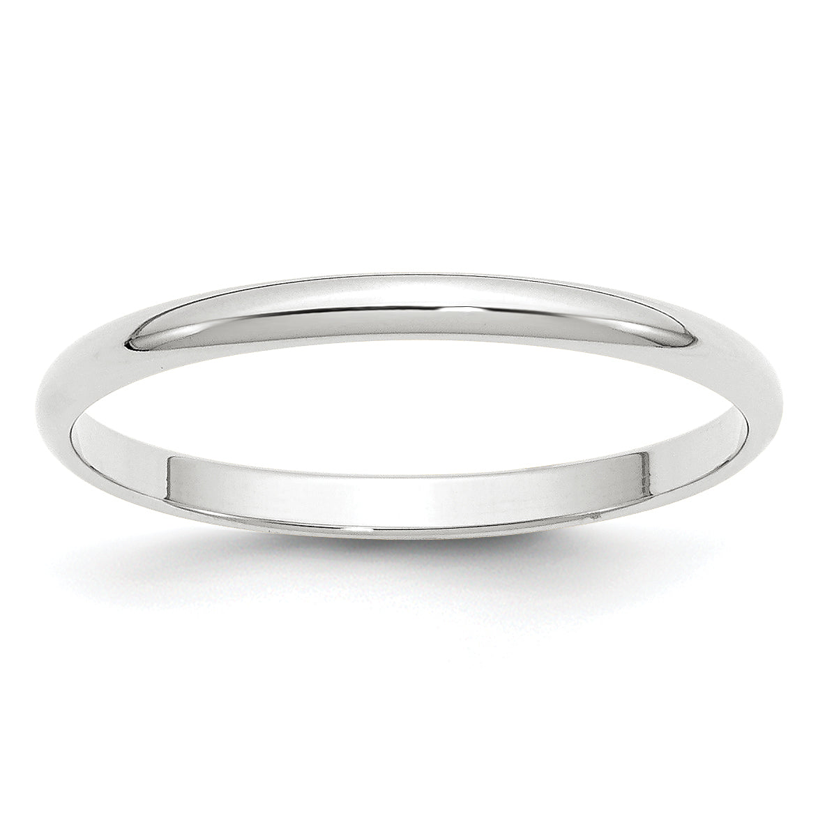 10K White Gold 2mm Lightweight Half Round Wedding Band Size 13.5