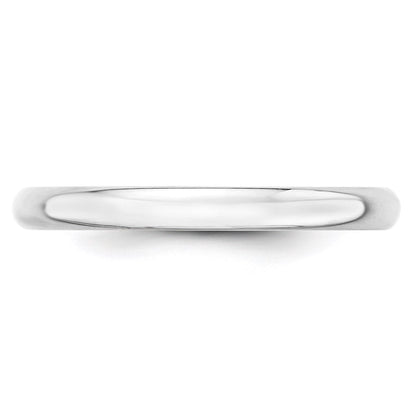18k White Gold 2.5mm Lightweight Half Round Wedding Band Ring