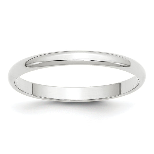 10K White Gold 2.5mm Lightweight Half Round Wedding Band Size 5.5