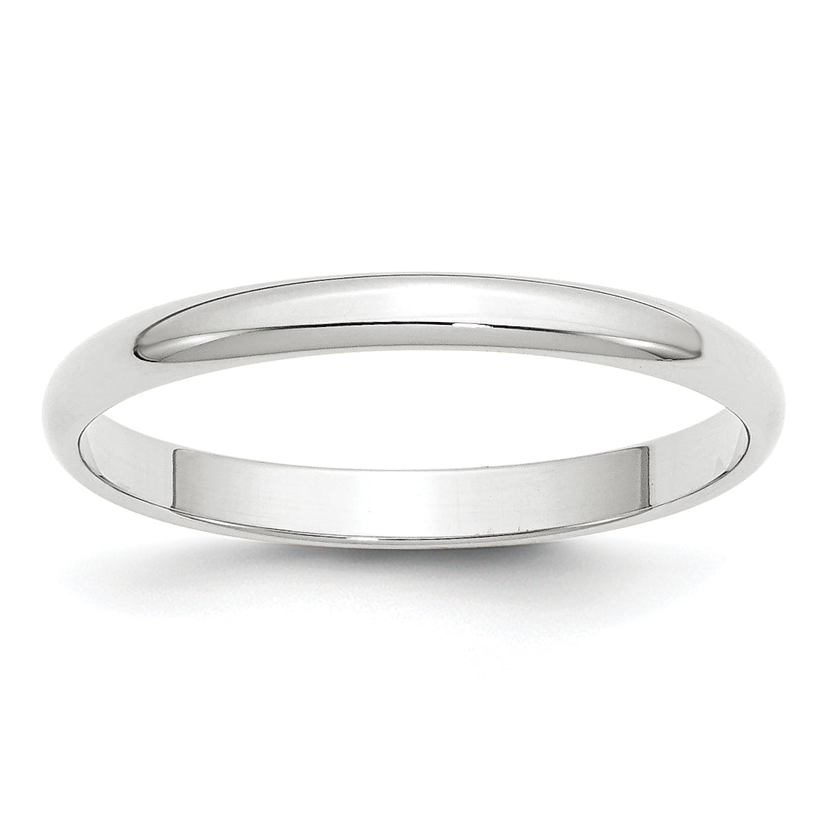 10K White Gold 2.5mm Lightweight Half Round Wedding Band Size 13