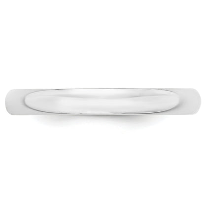 10K White Gold 3mm Lightweight Half Round Wedding Band Size 7.5