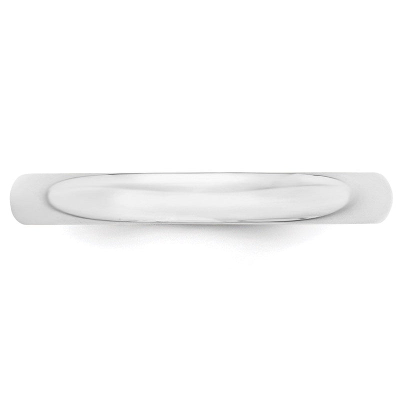 18k White Gold 3mm Lightweight Half Round Wedding Band Ring