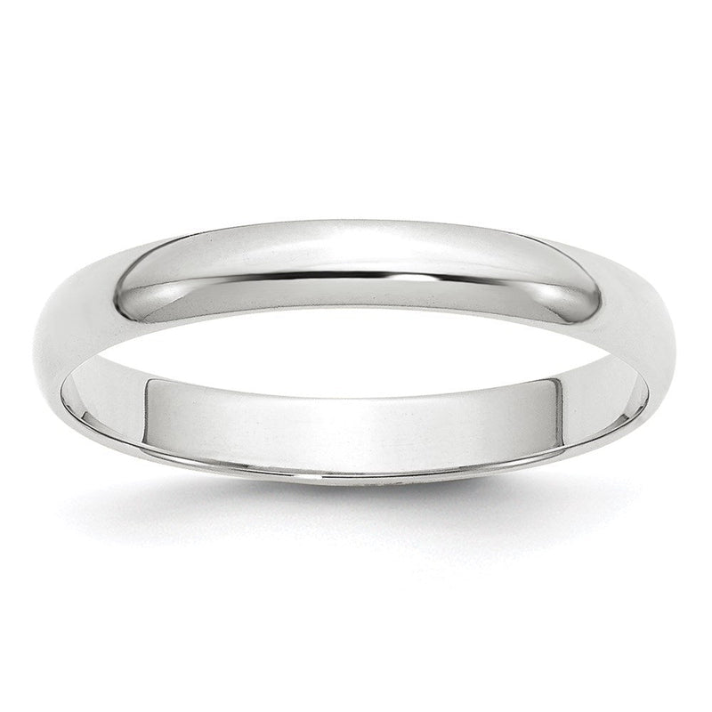 18k White Gold 3mm Lightweight Half Round Wedding Band Ring