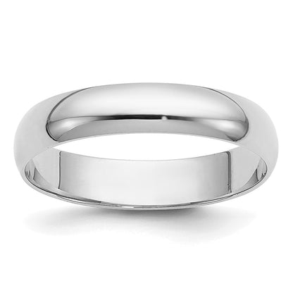 10K White Gold 10Kw 3.5mm Lightweight Half Round Band Size 10.5