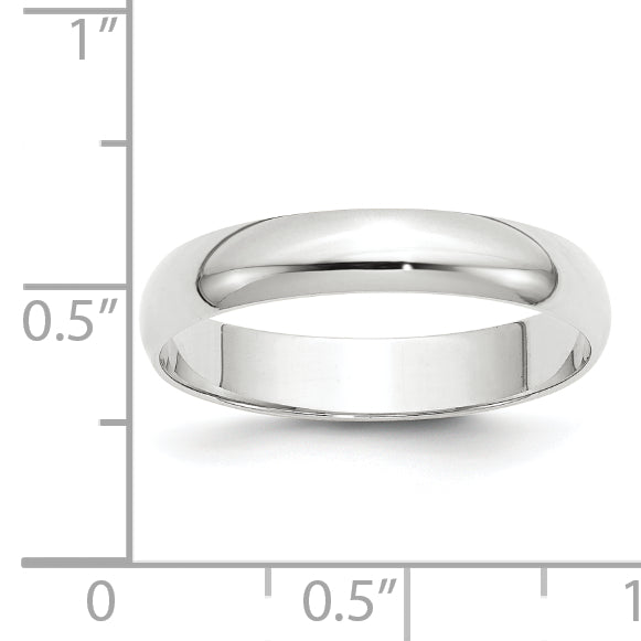 10K White Gold 4mm Lightweight Half Round Wedding Band Size 6.5