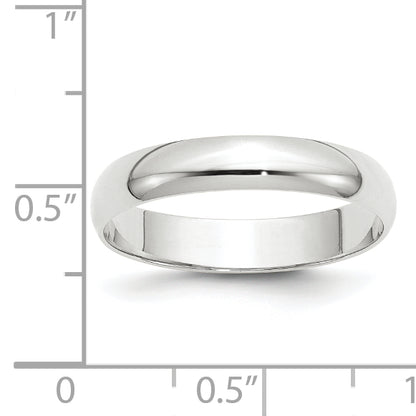 10K White Gold 4mm Lightweight Half Round Wedding Band Size 6.5