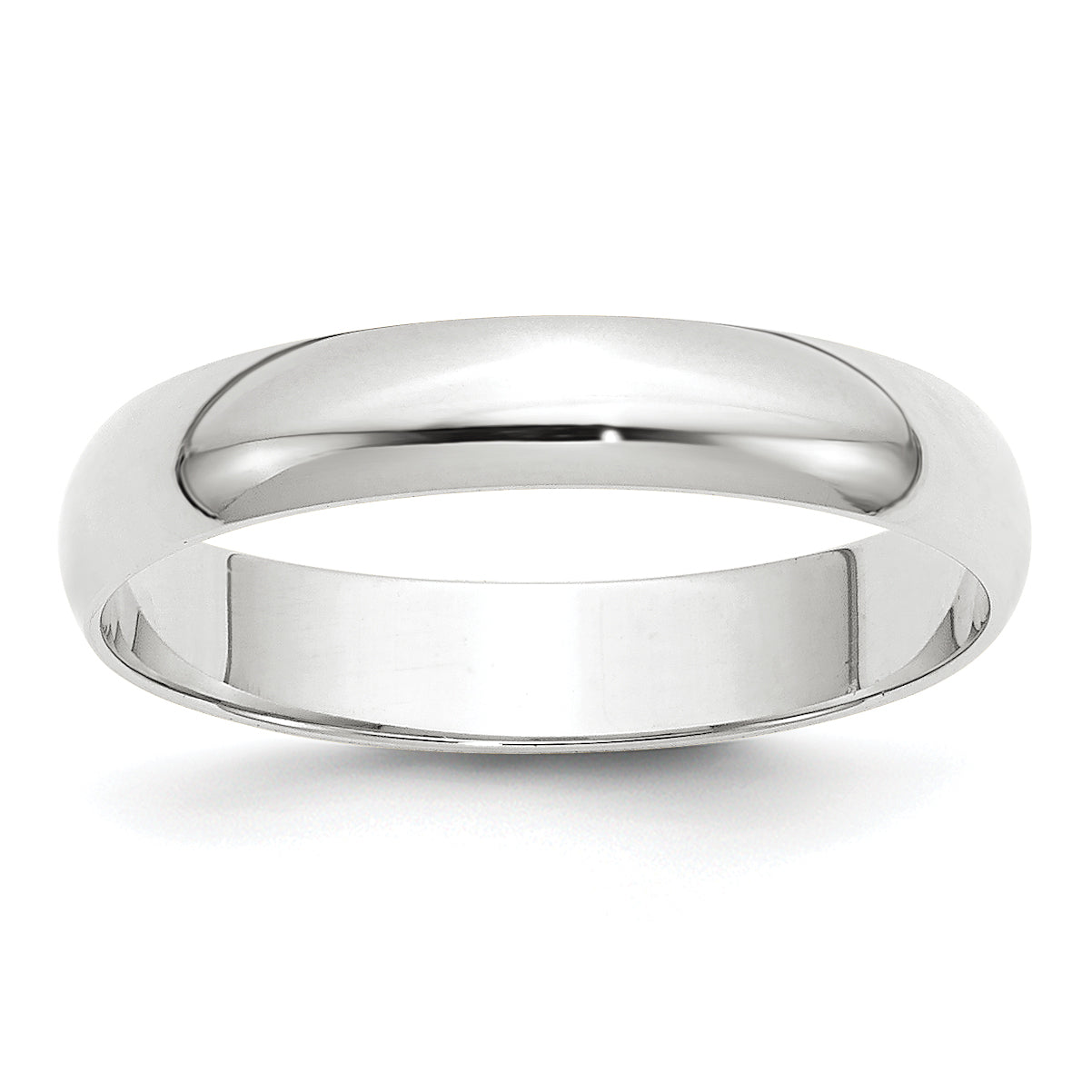 10K White Gold 4mm Lightweight Half Round Wedding Band Size 6.5