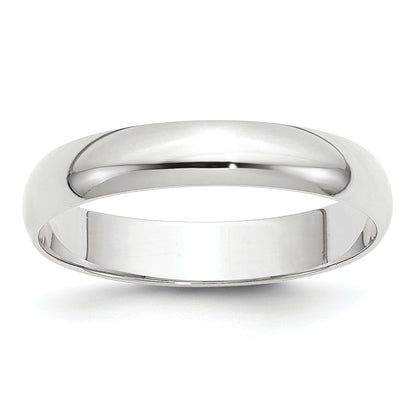 10K White Gold 4mm Lightweight Half Round Wedding Band Size 6.5