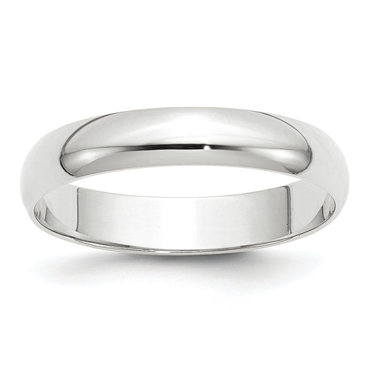 10K White Gold 4mm Lightweight Half Round Wedding Band Size 6