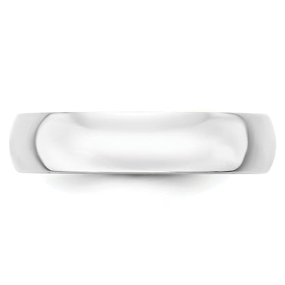 14K White Gold 5mm Lightweight Half Round Wedding Band