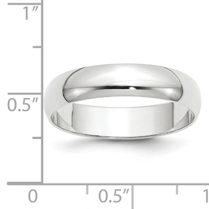 10K White Gold 5mm Lightweight Half Round Wedding Band Size 5.5