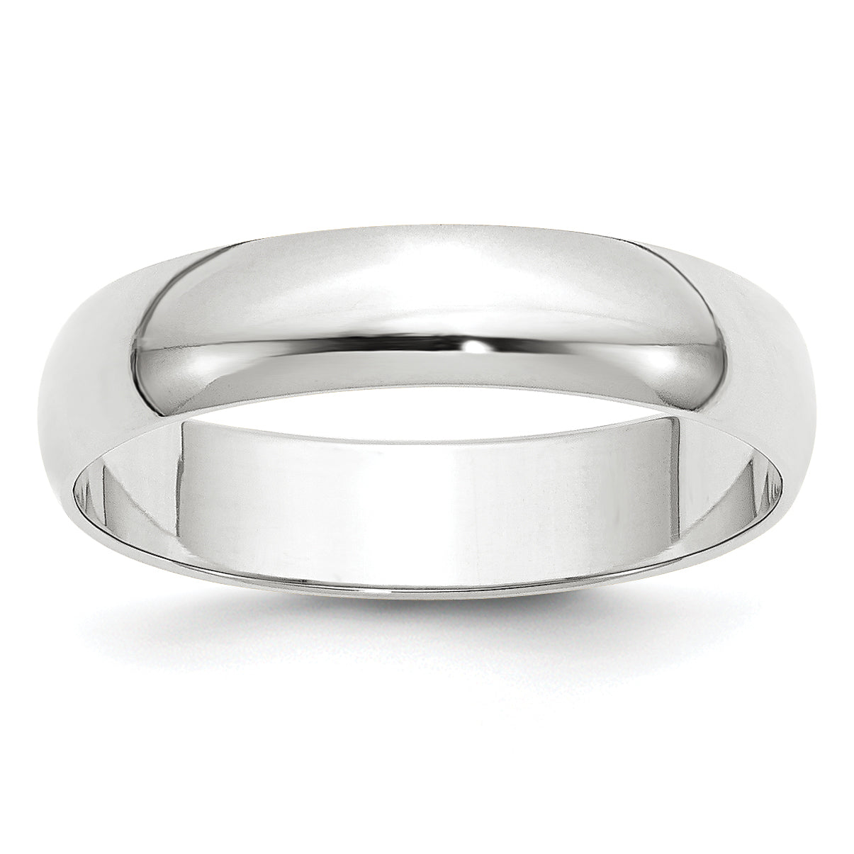 10K White Gold 5mm Lightweight Half Round Wedding Band Size 11
