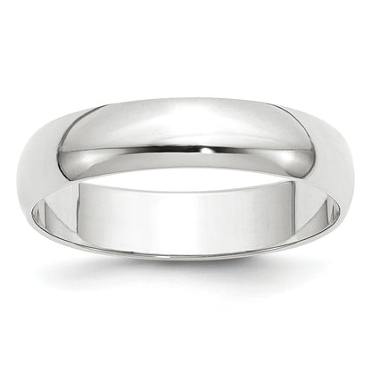 10K White Gold 5mm Lightweight Half Round Wedding Band Size 11