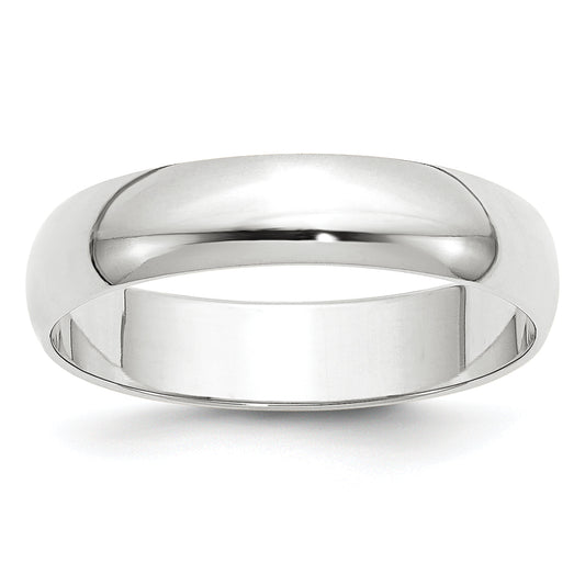 10K White Gold 5mm Lightweight Half Round Wedding Band Size 11