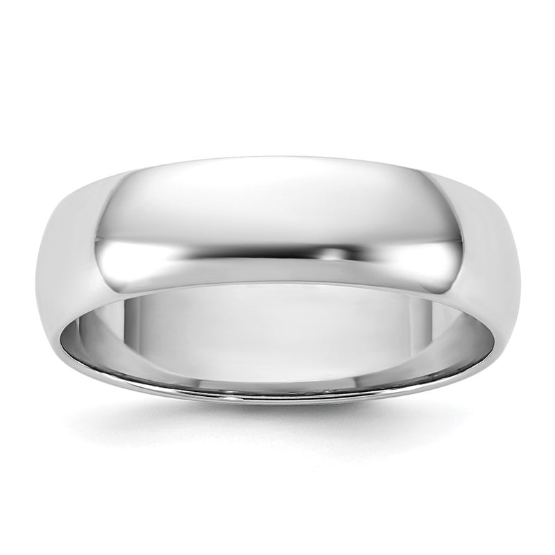 10K White Gold 10Kw 5.5mm Lightweight Half Round Band Size 6