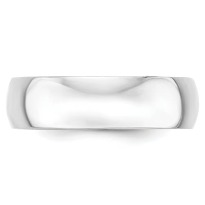 10K White Gold 6mm Lightweight Half Round Wedding Band Size 12.5