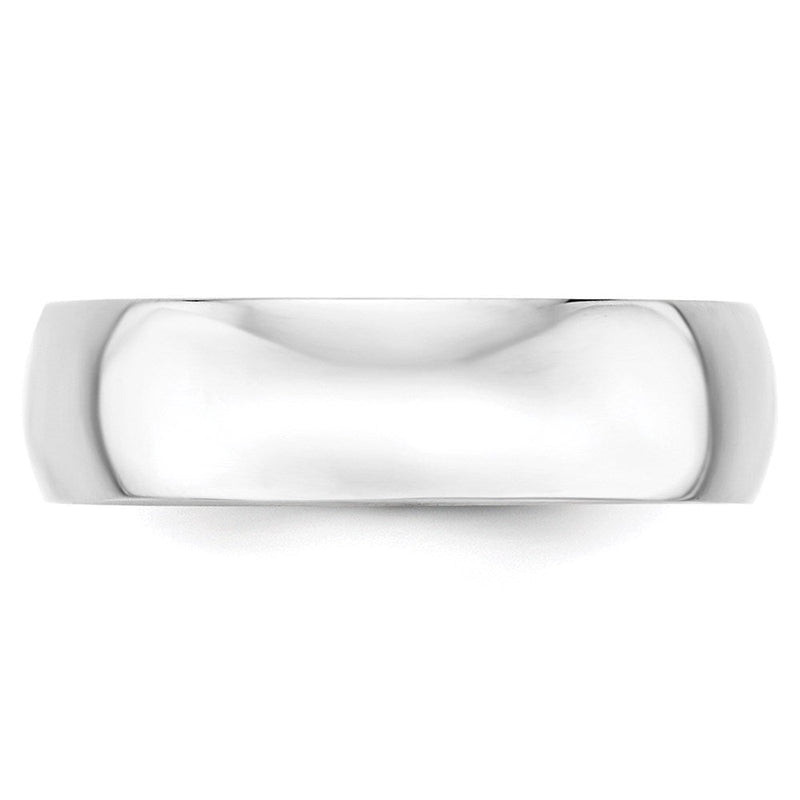 18k White Gold 6mm Lightweight Half Round Wedding Band Ring