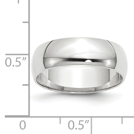 10K White Gold 6mm Lightweight Half Round Wedding Band Size 4.5