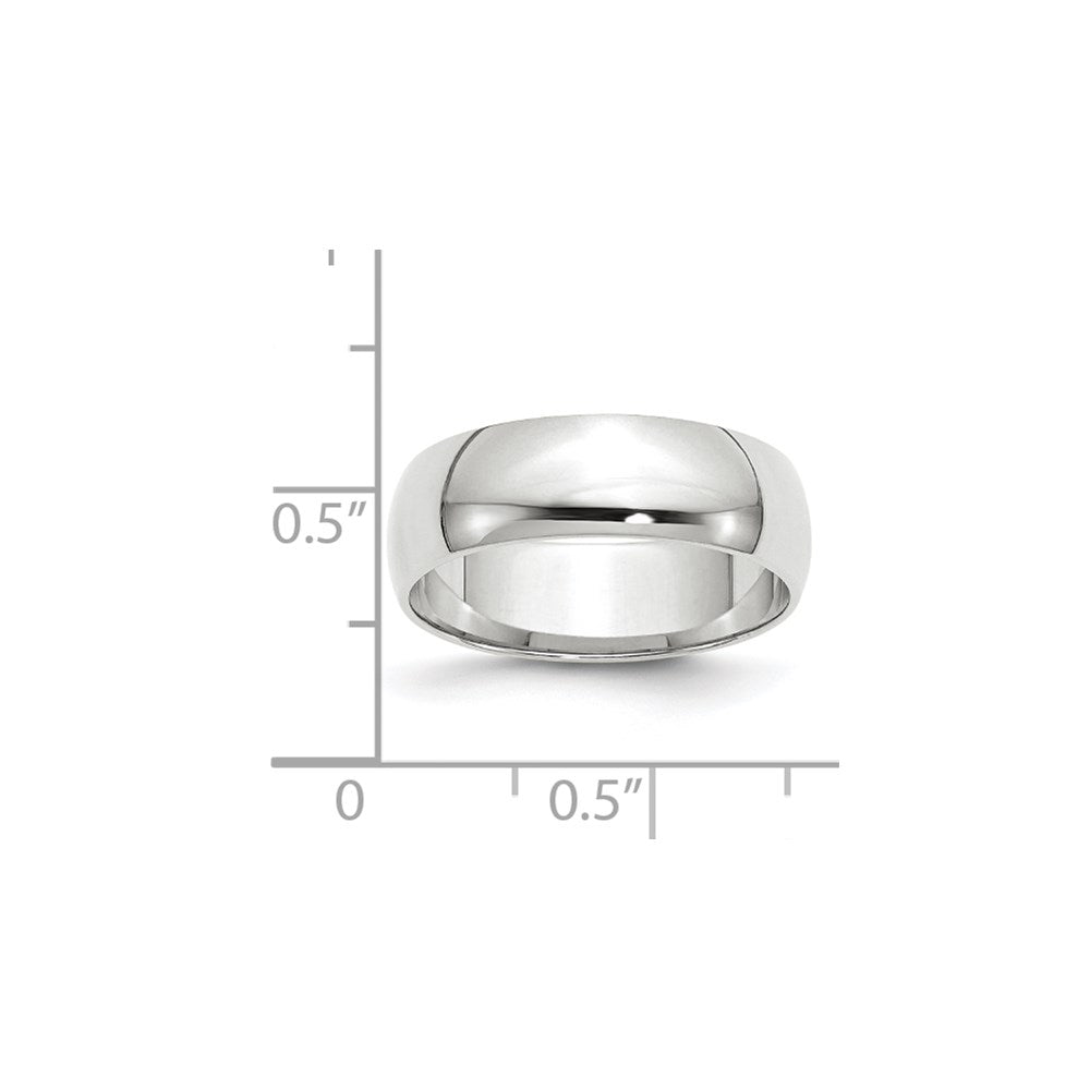 18k White Gold 6mm Lightweight Half Round Wedding Band Ring