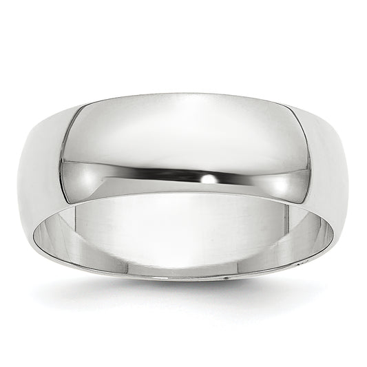 10K White Gold 6mm Lightweight Half Round Wedding Band Size 12.5