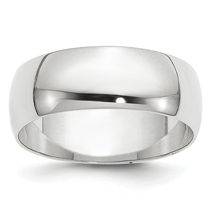 10K White Gold 10Kw 6.5mm Lightweight Half Round Band Size 10.5