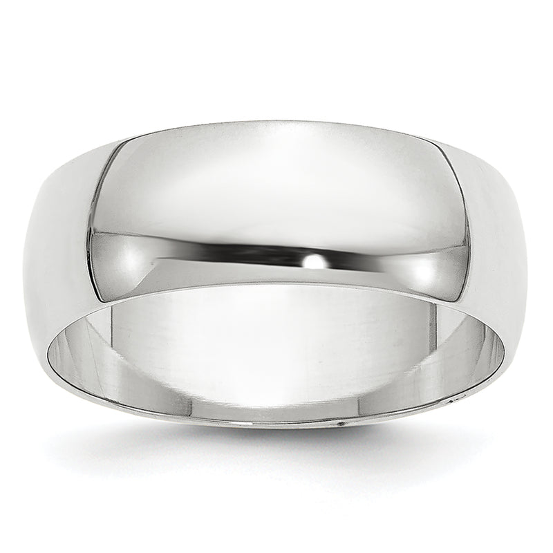 10K White Gold 10Kw 6.5mm Lightweight Half Round Band Size 10.5