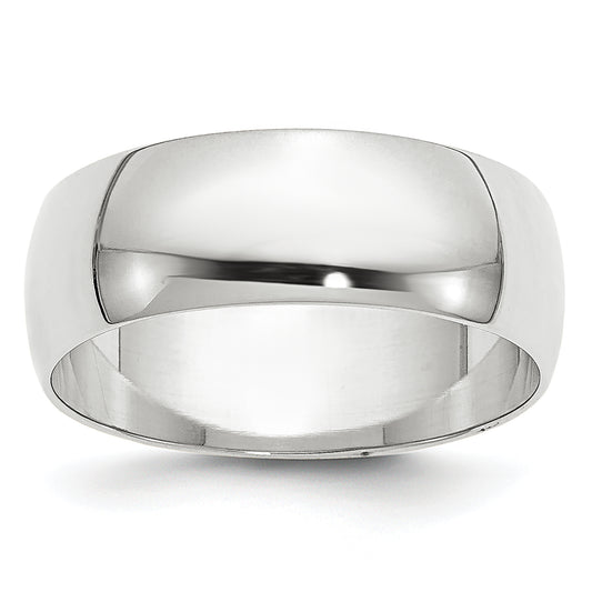 10K White Gold 10Kw 6.5mm Ltw Half Round Band Size 6.5