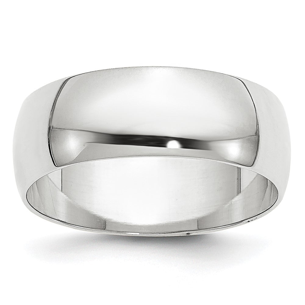 10K White Gold 10Kw 6.5mm Lightweight Half Round Band Size 9.5