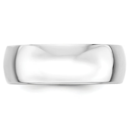 10K White Gold 7mm Lightweight Half Round Wedding Band Size 11