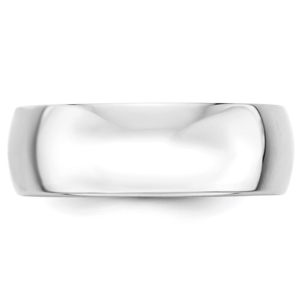 18k White Gold 7mm Lightweight Half Round Wedding Band Ring