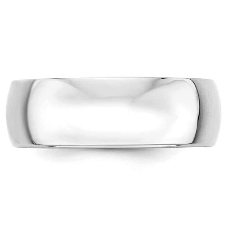 18k White Gold 7mm Lightweight Half Round Wedding Band Ring
