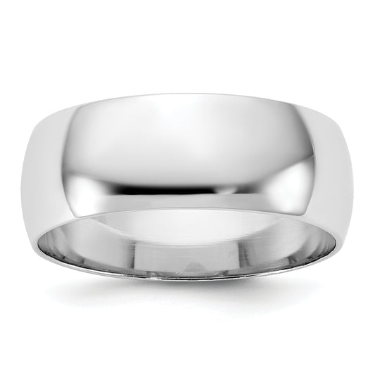 10K White Gold 7mm Lightweight Half Round Wedding Band Size 9
