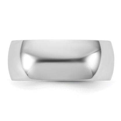 10K White Gold 10Kw 7.5mm Lightweight Half Round Band Size 13.5