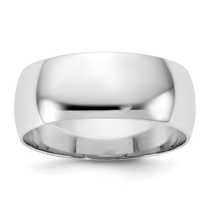 10K White Gold 10Kw 7.5mm Ltw Half Round Band Size 13.5