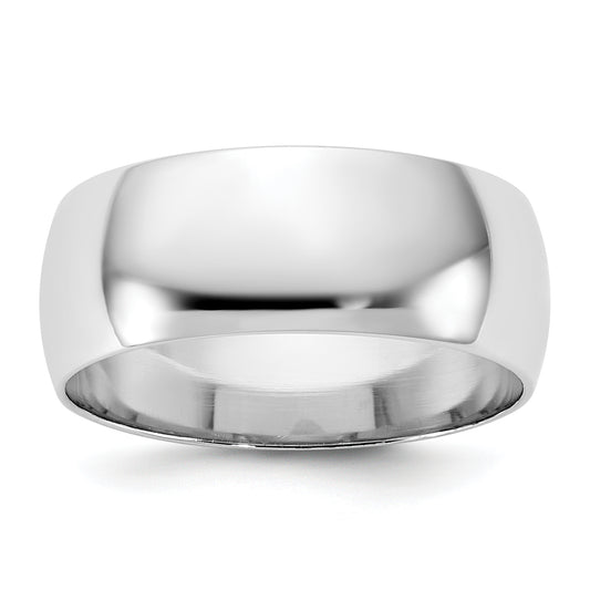 10K White Gold 10Kw 7.5mm Ltw Half Round Band Size 7