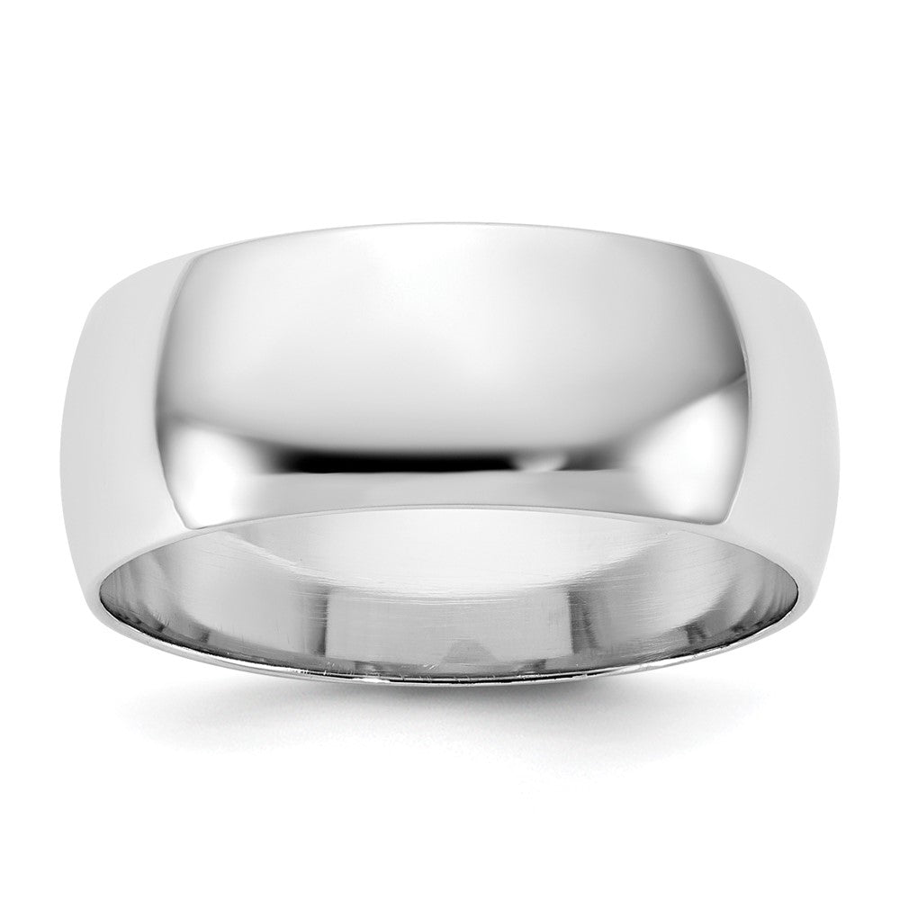 10K White Gold 10Kw 7.5mm Lightweight Half Round Band Size 13.5