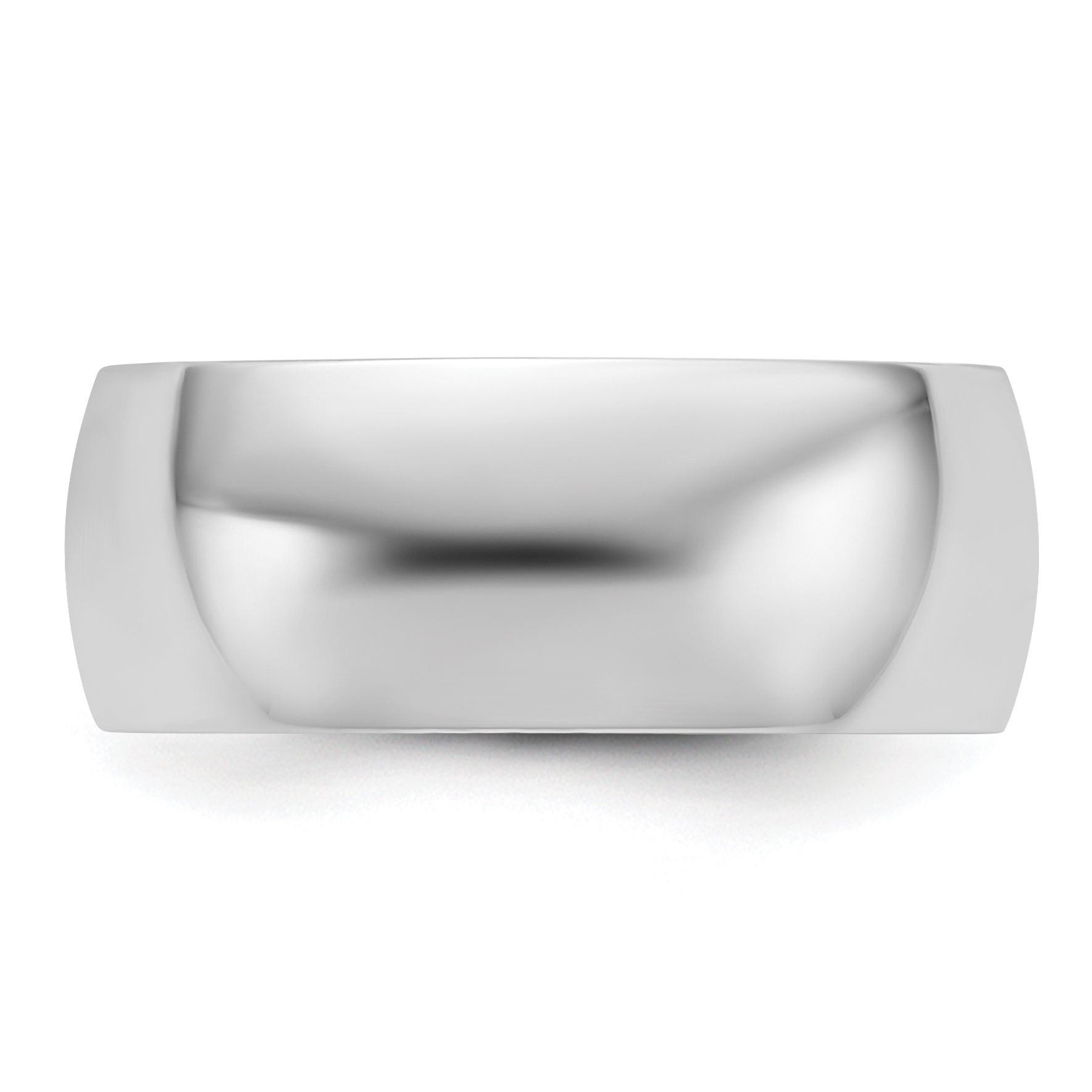 10K White Gold 8mm Lightweight Half Round Wedding Band Size 14