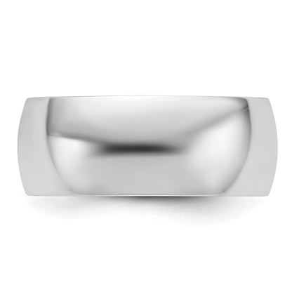 10K White Gold 8mm Lightweight Half Round Wedding Band Size 14