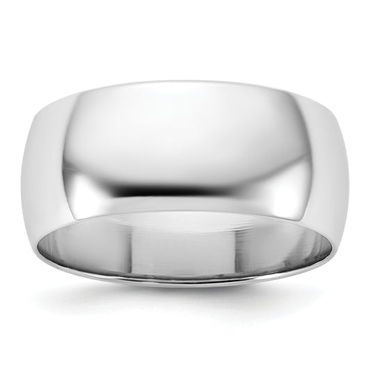 10K White Gold 8mm Lightweight Half Round Wedding Band Size 13
