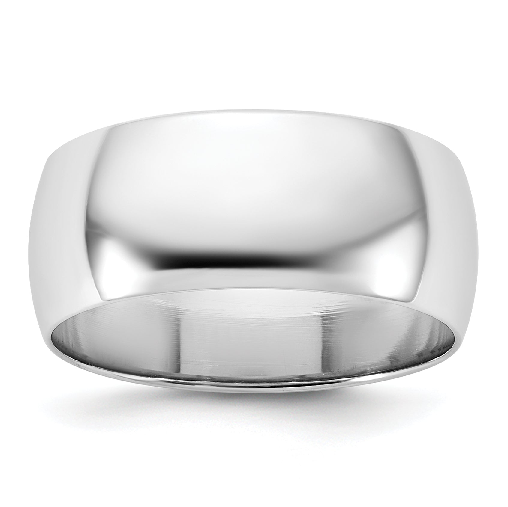 10K White Gold 8mm Lightweight Half Round Wedding Band Size 14