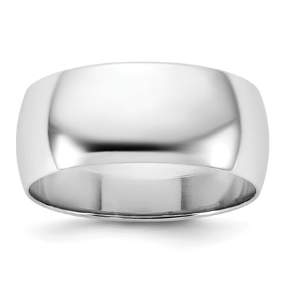 10K White Gold 8mm Lightweight Half Round Wedding Band Size 14