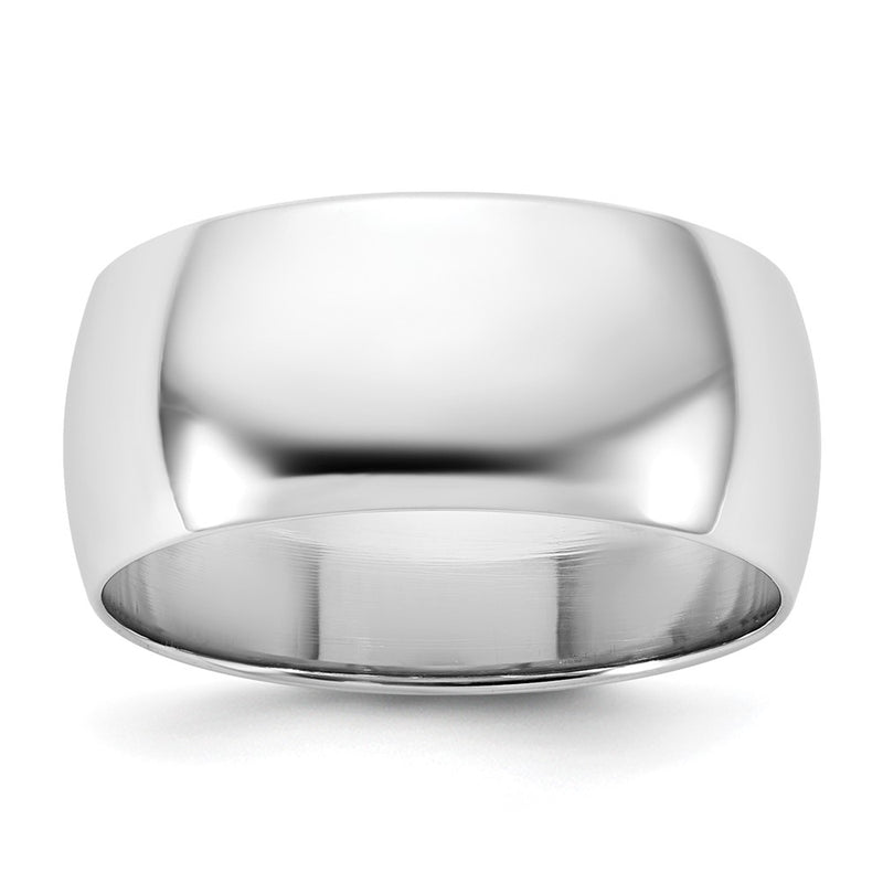 10K White Gold 10Kw 8.5mm Lightweight Half Round Band Size 7