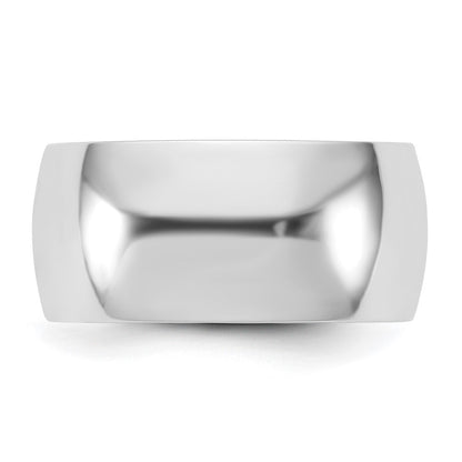 10K White Gold 10Kw 9mm Lightweight Half Round Band Size 8.5