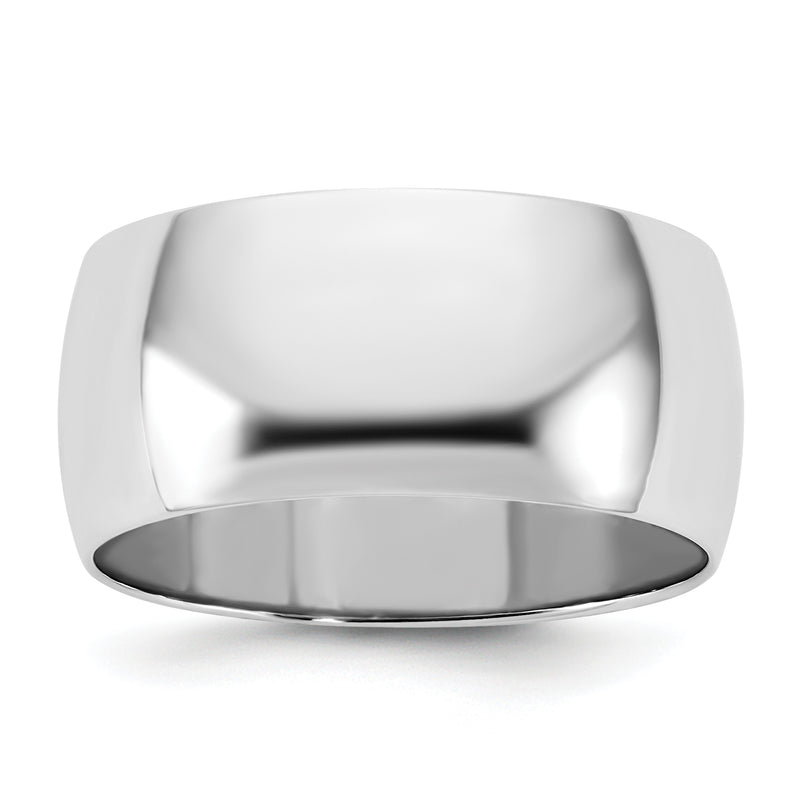 10K White Gold 10Kw 9mm Lightweight Half Round Band Size 10.5