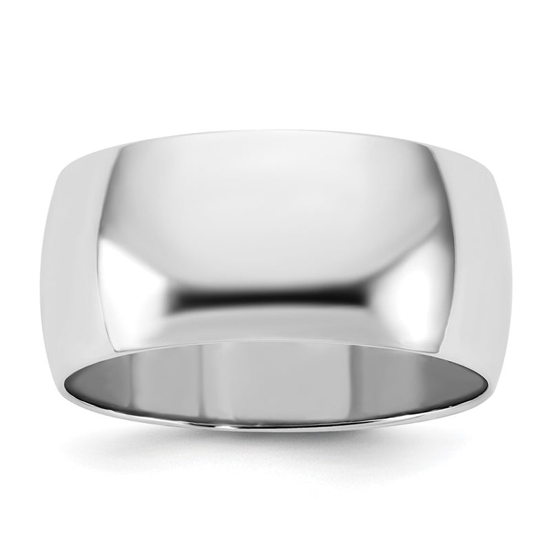 10K White Gold 10Kw 9mm Lightweight Half Round Band Size 12