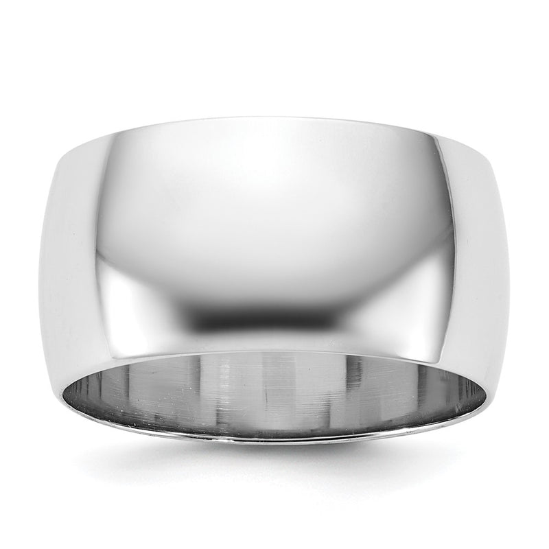 10K White Gold 10Kw 10mm Lightweight Half Round Band Size 12