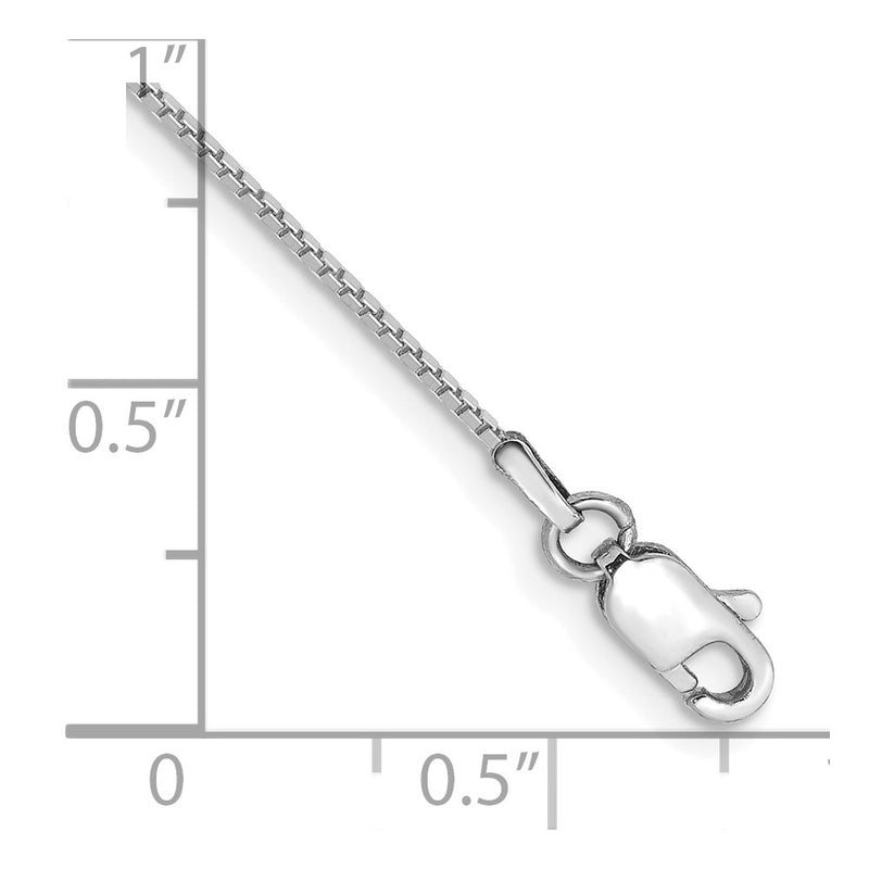 14K White Gold 7 Inch .9mm Box With Lobster Clasp Bracelet