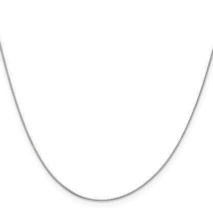 14K White Gold .5mm Box With Spring Ring Clasp Chain Necklace